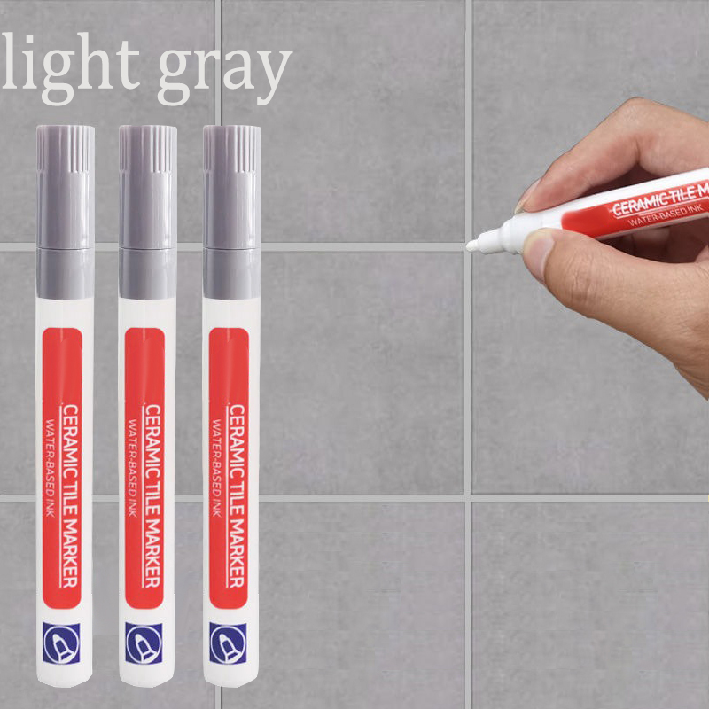 Rotulador de azulejos para reparación de lechada, 3 piezas, rotulador de alimentación de juntas, bolígrafo de pintura, rotulador de pizarra blanca borrable: Gris claro
