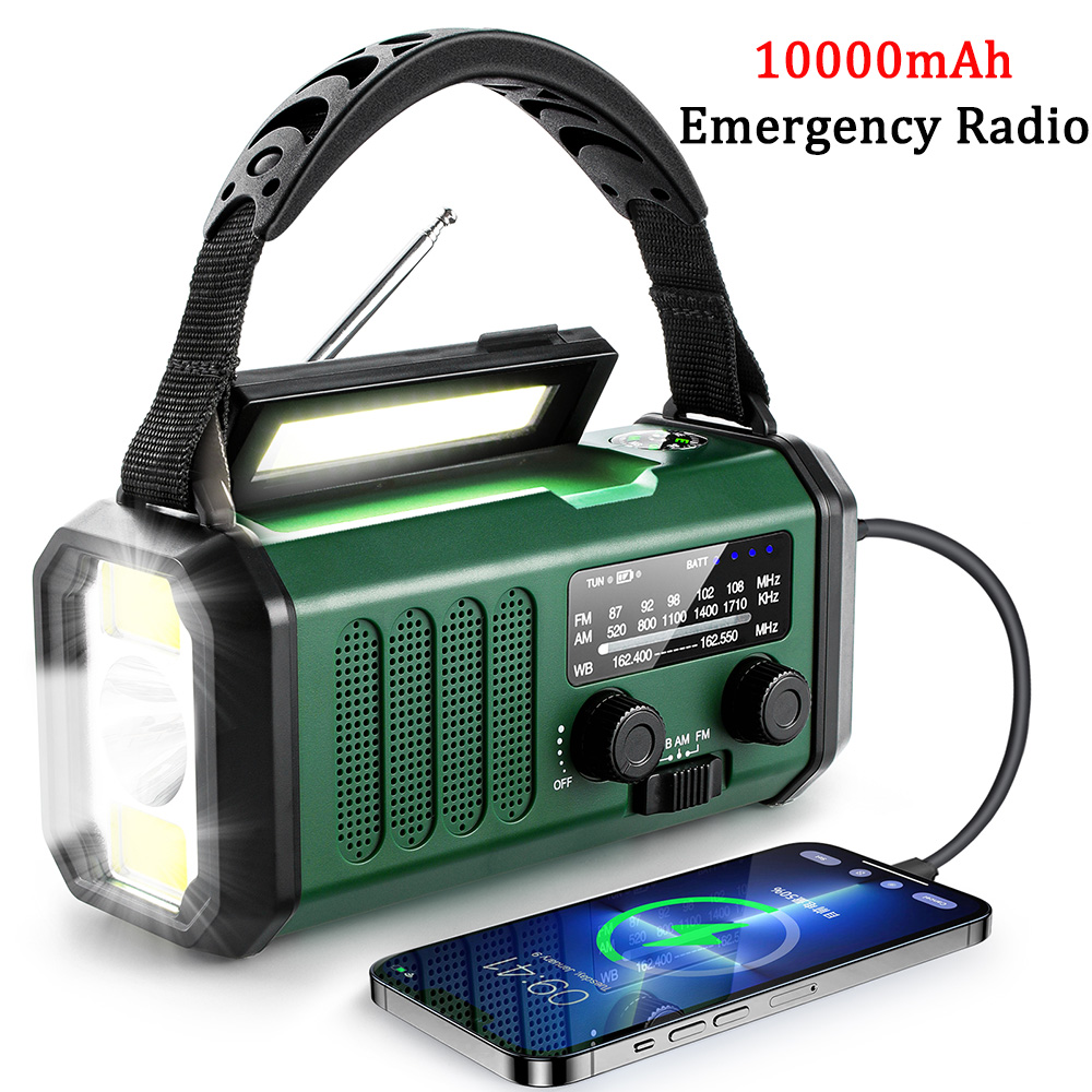 10000mAh Emergency Radio Solar Hand Crank Dynamo Radio FM/AM/NOAA Flashlight SOS Alarm Power Bank راديو الطوارئ רדיו ופנס חירום