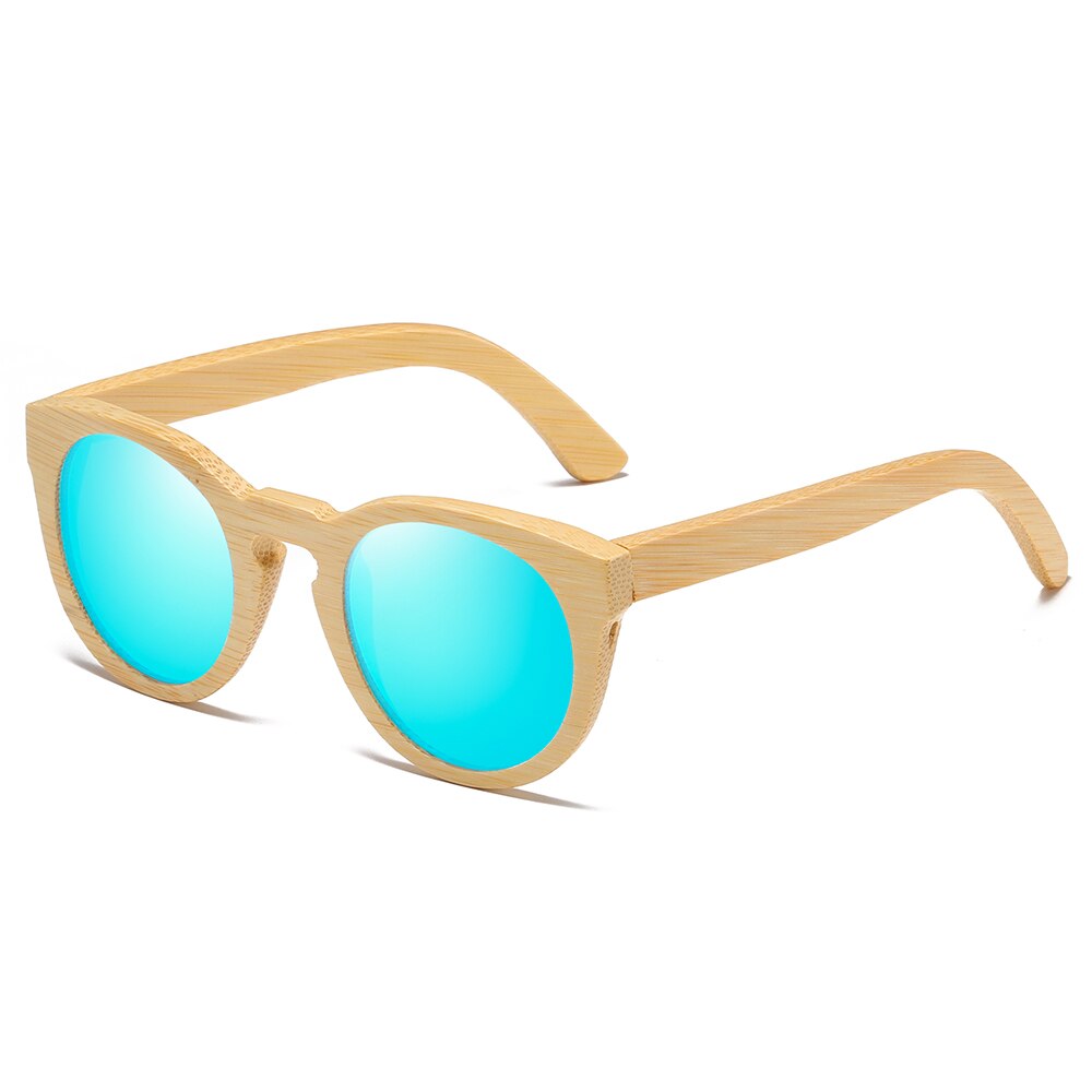 GM Natuurlijke Bamboe Zonnebril Vrouwen Gepolariseerde UV400 Klassieke zonnebril Mannen Vintage Houten Zonnebril S824: Blauw
