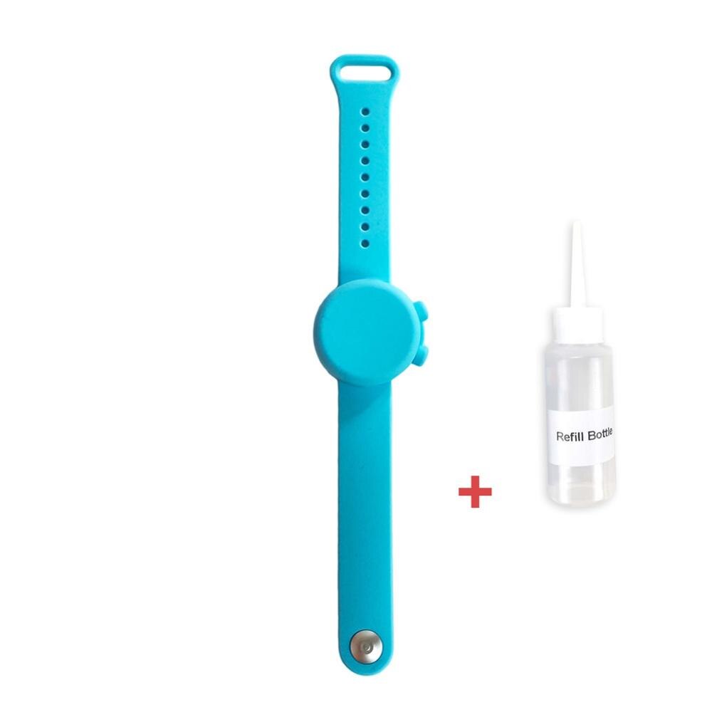 Armband Polsbandjes Cleaner Gel Dispenser Schoolbenodigdheden Draagbare Wearable Zeepdispenser Met Squeeze Fles Zachte Siliconen: Blue