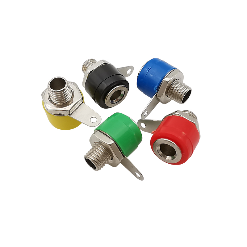 25 Stücke 5 Farbe 4mm Bananenbindung Post Prüfung Stecker 4mm Bananen Buchse Stecker Jack Adapter DIY verrotten Schwarz Grün Gelb Blau