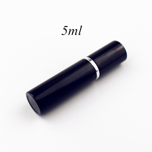 5ml 10ml parfum glazen fles reis aluminium spray verstuiver lege metalen parfum verstuiver draagbare: Zwart -5ml