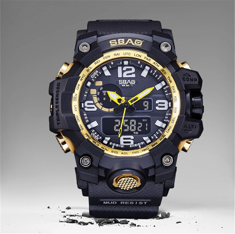 SBAO Watch LED Men Waterproof Sports Watches Shock Digital Electronic Sports Men Watch relogio masculino reloj hombre