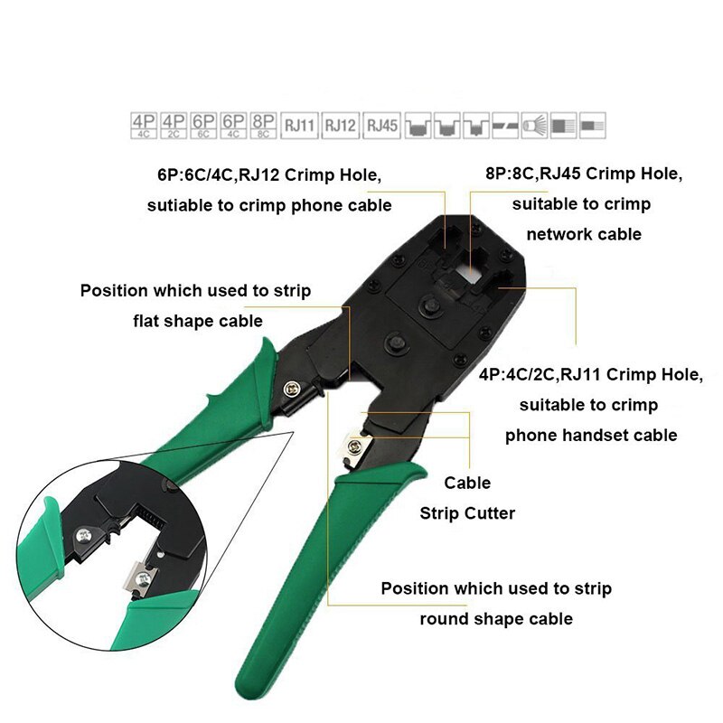 11 teile/satz RJ45 RJ11 RJ12 Katze5 Katze5e Tragbare LAN Netzwerk Reparatur Werkzeug Bausatz Utp Kabel Tester UND Zange crimpen Crimper stecker Klemme