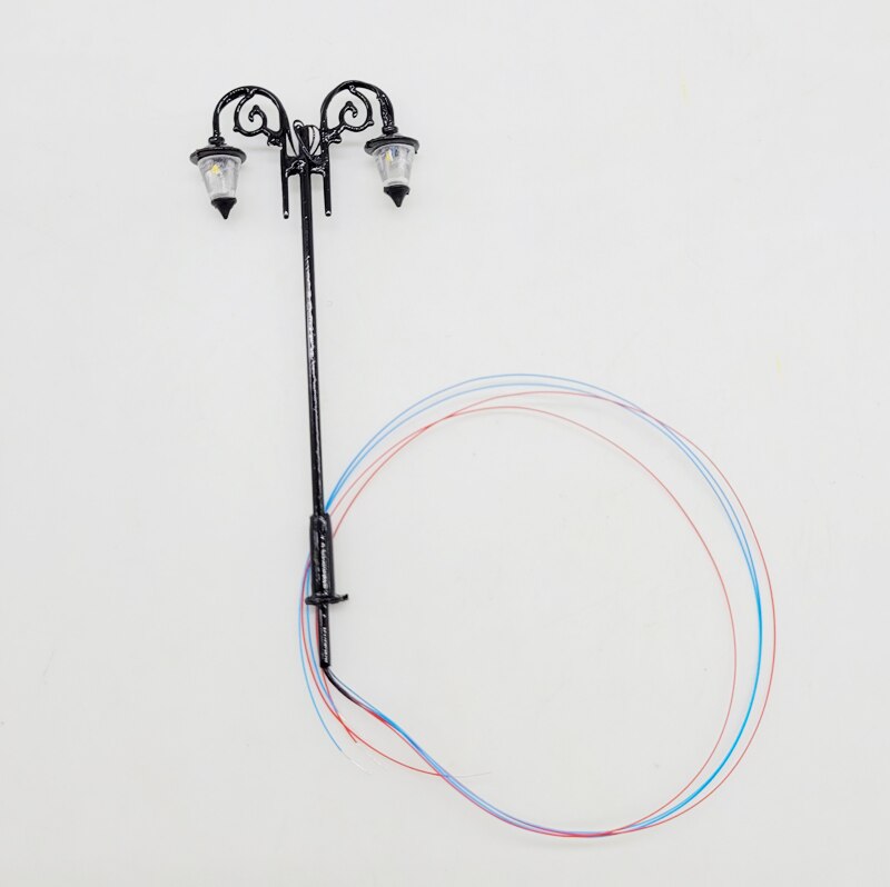 Ho Scale Garden Model Lamp 3v Boutique Double Head Lamp Model Park Lamp Post Train Layout Model Park Garden Street Lights: 1pcs