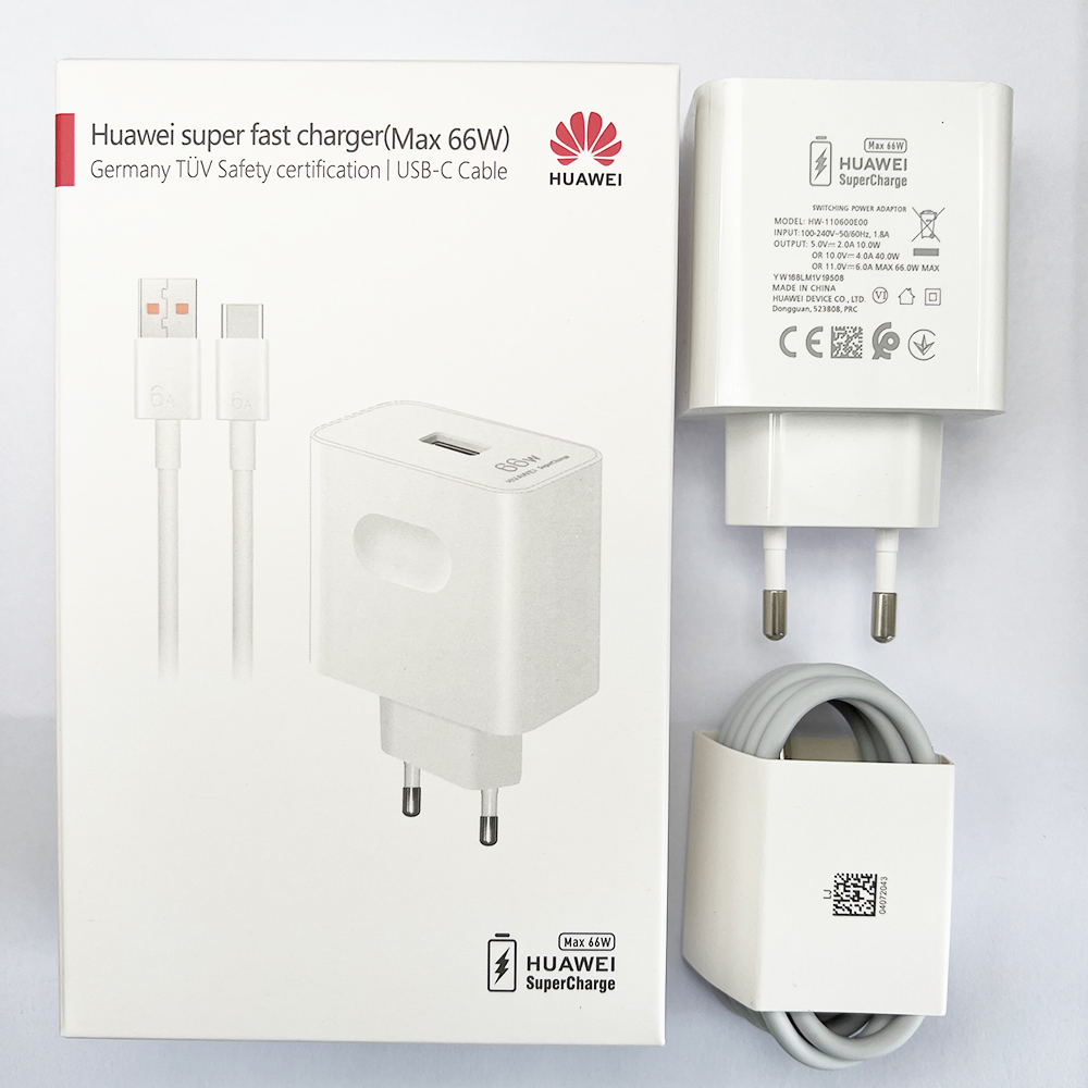 Original 66W HUAWEI Super Charge Quick Wall Charger Fast Charging 6A Type C Cable for Mate 50 40 30 P40 Nova 8 9 P 60 50 40 Pro: US