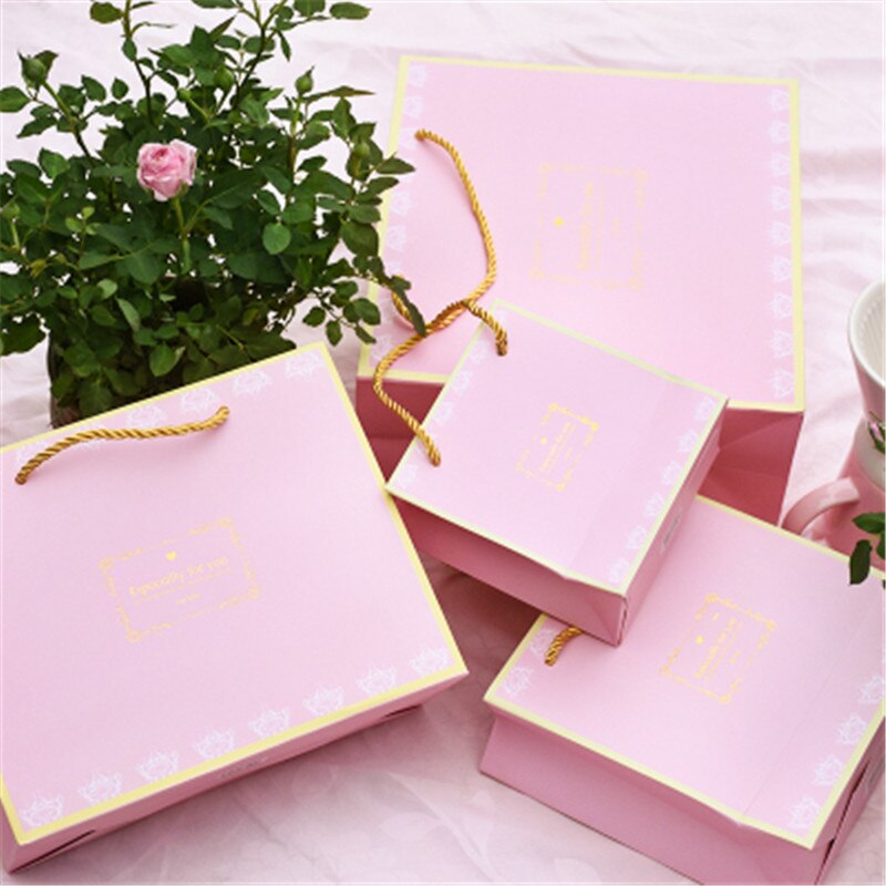 Zilue 5pcs/Lot Pink Tiffany Handbag Wedding Candy Supply Birthday Bag Party Decoration Jewelry Package Shopping Bag