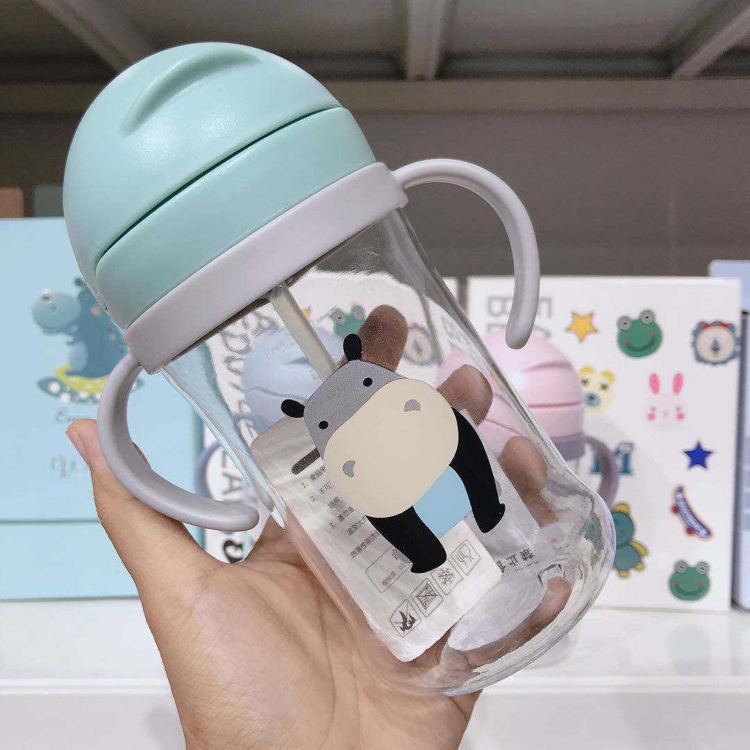 Biberon pour Bébé avec Paille Capacité 250 ou 350 ml pour Apprendre à Boire, Bouteille d&#39;Alimentation, pour Enfant, Entraînement: 350ml Green