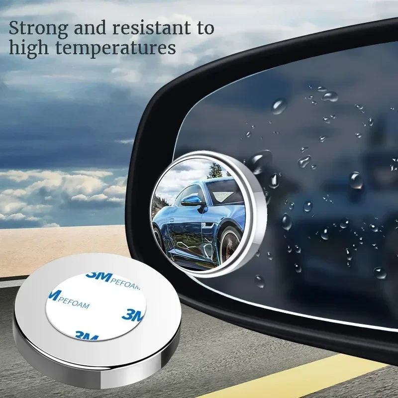 Espejo de punto ciego ajustable de 360 grados, espejo retrovisor convexo auxiliar para coche, marco redondo, espejos gran angular para marcha atrás, 2 uds.