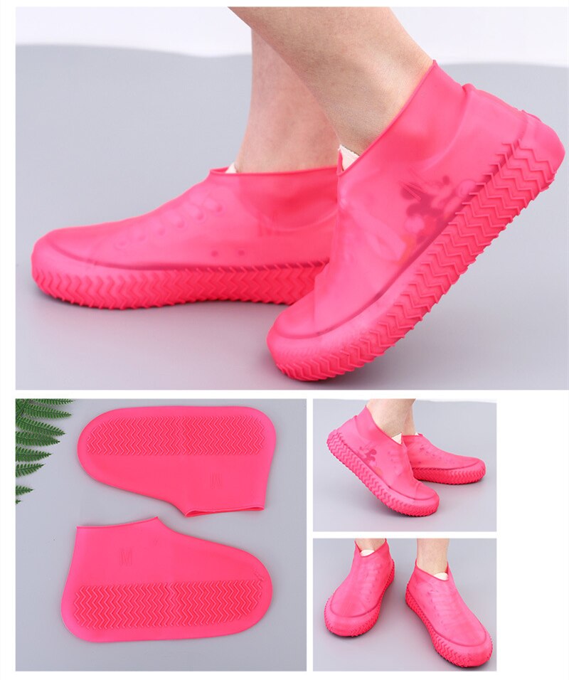 Scarpa da pioggia in Silicone per esterni copertura impermeabile per uomo e donna copriscarpe addensato antiscivolo fondo resistente all&#39;usura bambini antipioggia: red / M