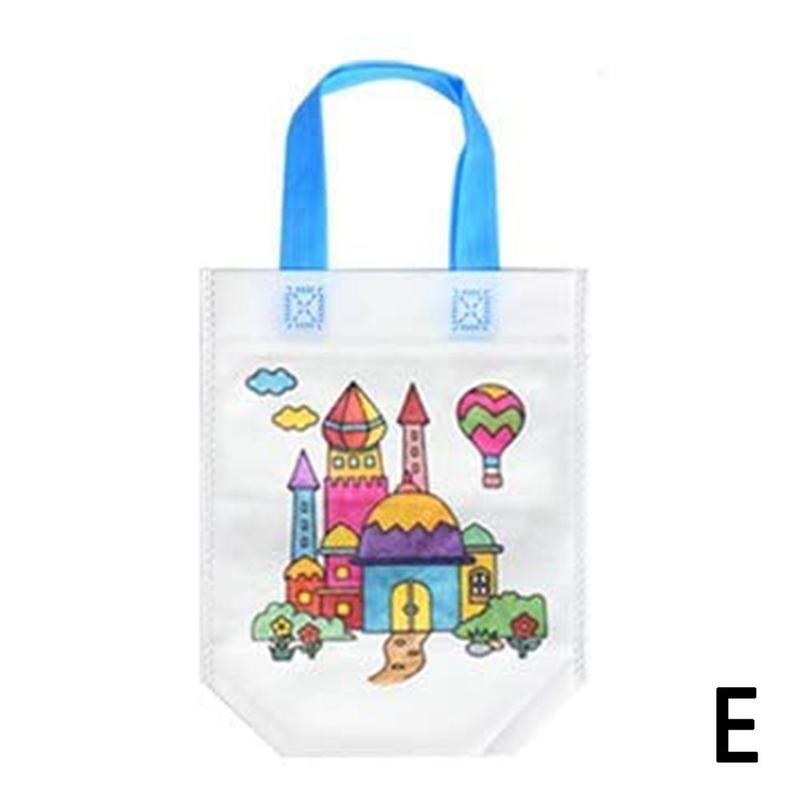 Diy Milieubescherming Graffiti Tas Handgemaakte Voor Kinderen Kleuterschool Puzzels Kinderen Zakken Schilderij Tote U1V5: E