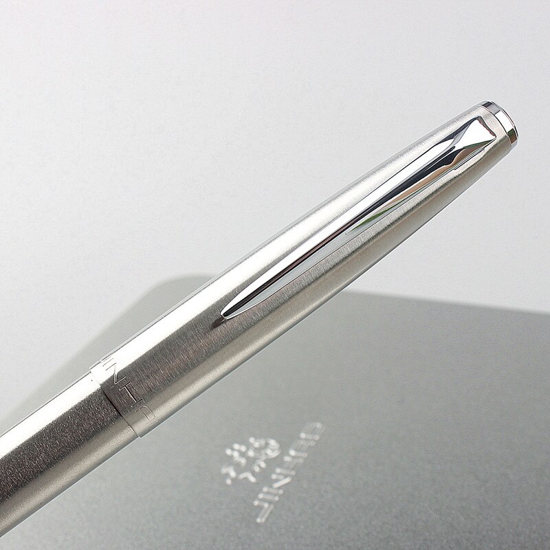 JinHao – Stylo plume fontaine, accessoire de papeterie, fournitures scolaires et de bureau, pointe extrêmement fine de 0,38 mm, corps classique en acier inoxydable, référence 911,