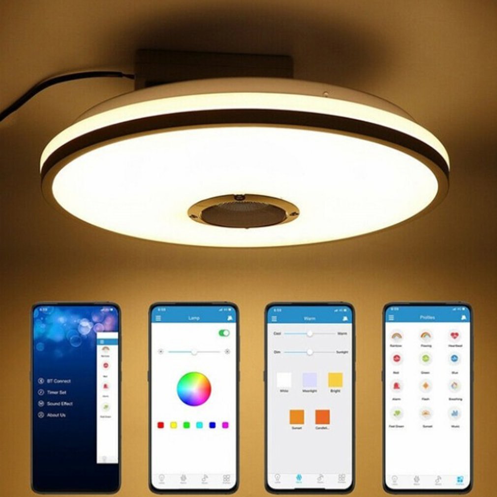 Intelligente bluetooth-musik-led-deckenleuchten, farbenfrohe heimbeleuchtung per app, bluetooth-musiklicht, schlafzimmerlampen, intelligente deckenleuchte
