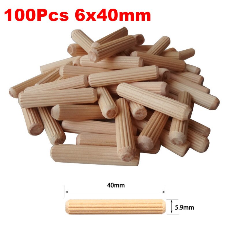 Dowel jig 6 8 10mm træ hss bor bits træbearbejdning jig abs plast lomme hul jig bore guide værktøj til tømrerarbejde: 100 stk. 6 x 40mm