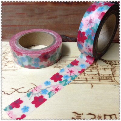 Mooie 15mm * 10 m washi papier tape/kleur bloem masking japan washi tape