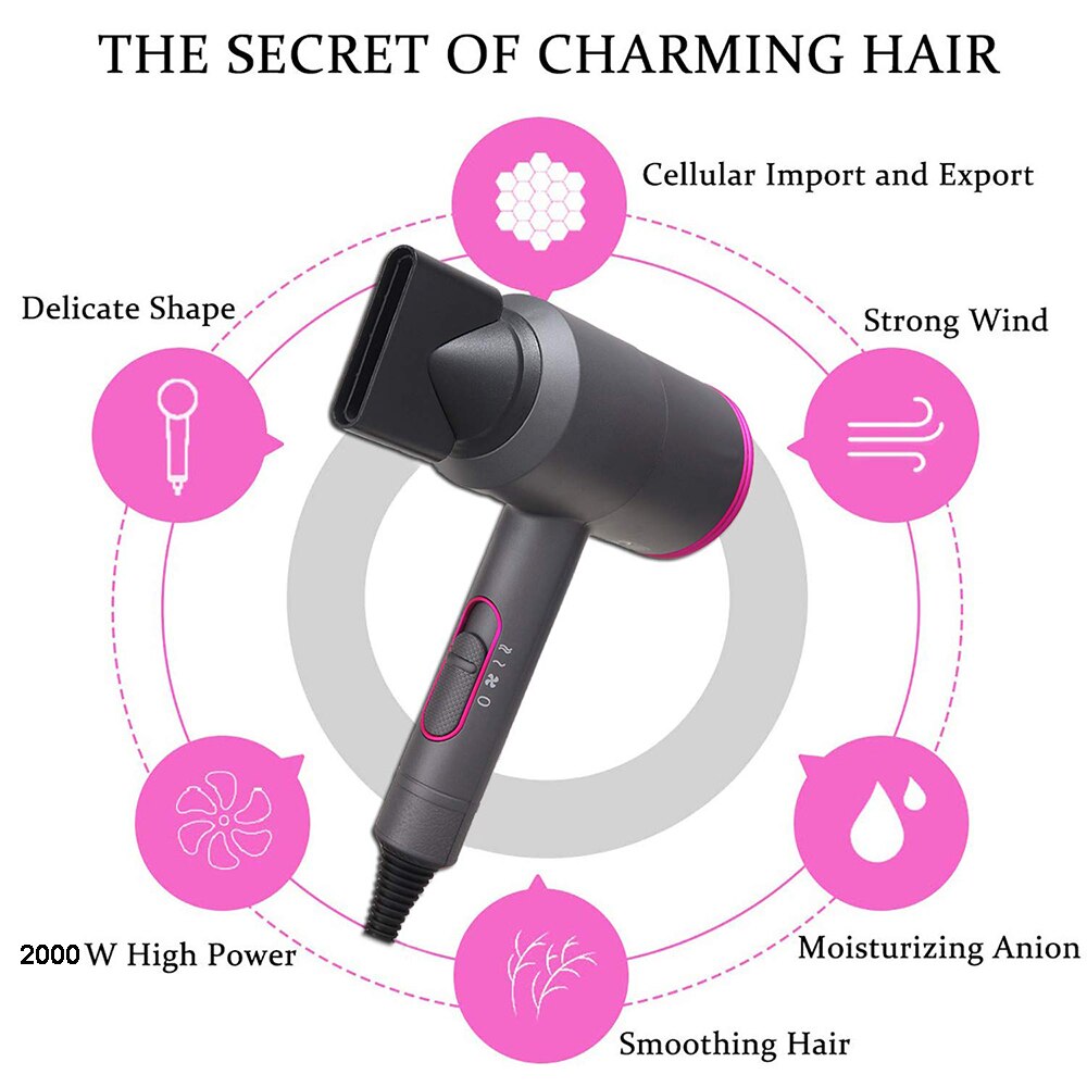 Hair Dryer and Cold Wind with Diffuser Conditioning Powerful Hairdryer Motor Heat Constant Temperature Hair Care Blowdryer