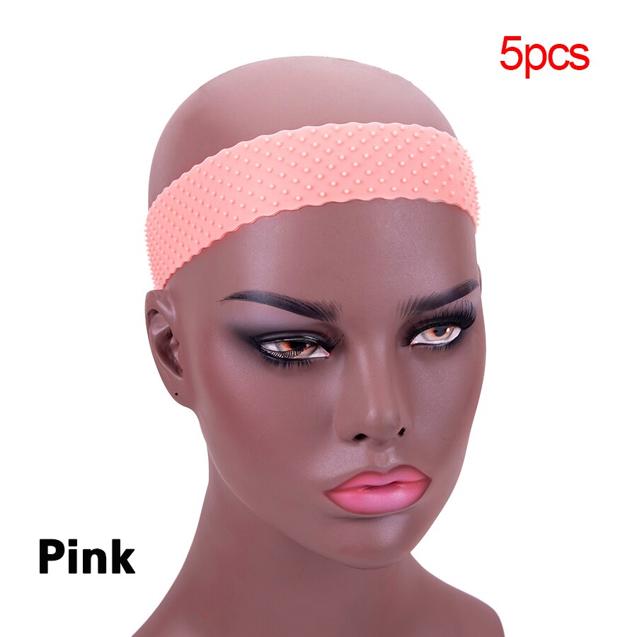 Stirnband Perücke Zubehör Silikon Band Für Perücke Einstellbar Silikon Stirnband Für Perücken Frauen Haar Band Transparent Gummi Haar: 5pcs-pink
