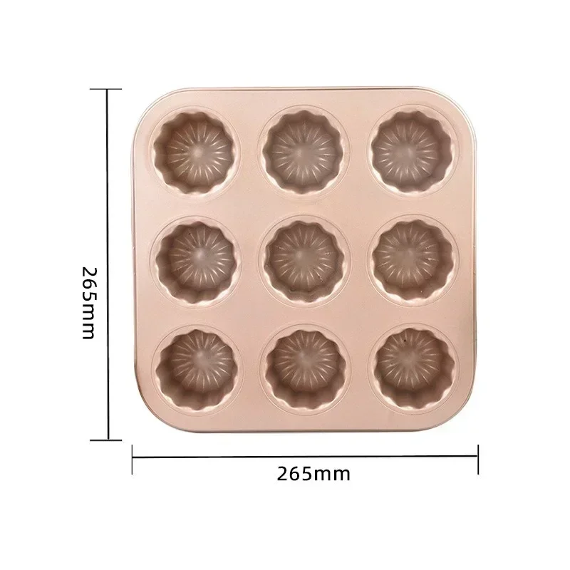 Molde para molud de pastel con 6/9/12 agujeros, utensilios para hornear de acero al carbono, Mini molde para pastel francés, molde para magdalenas y magdalenas, moldes para Cannelés, herramienta para hornear: Borgoña