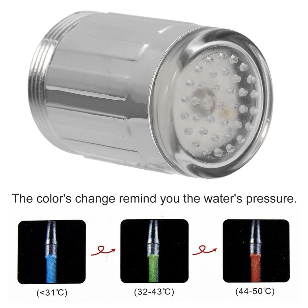 Grifo de agua brillo ducha LED Sensor de presión de luz del grifo 3 colores RGB colorido Mini cocina accesorios de baño