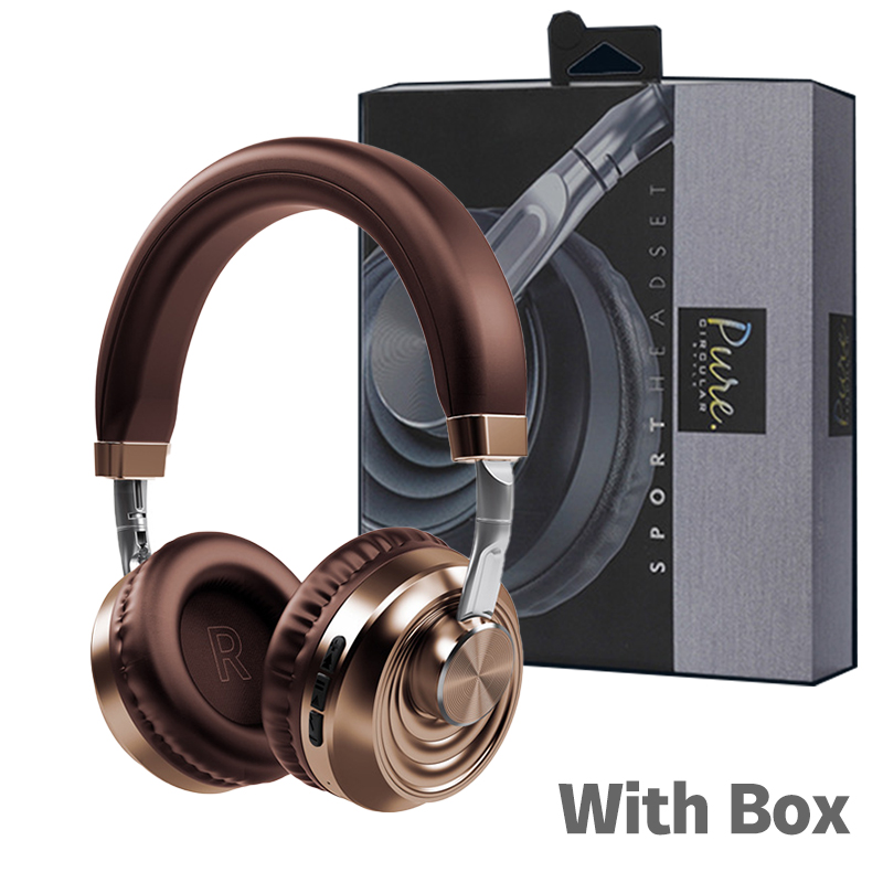 Draadloze Hoofdtelefoon Met Mic Audifonos Hifi Bluetooth 5.0 Headset Metalen Gaming Koptelefoon Sport Opvouwbare All-Inclusive Oortelefoon: Gold-VJ083 With Box