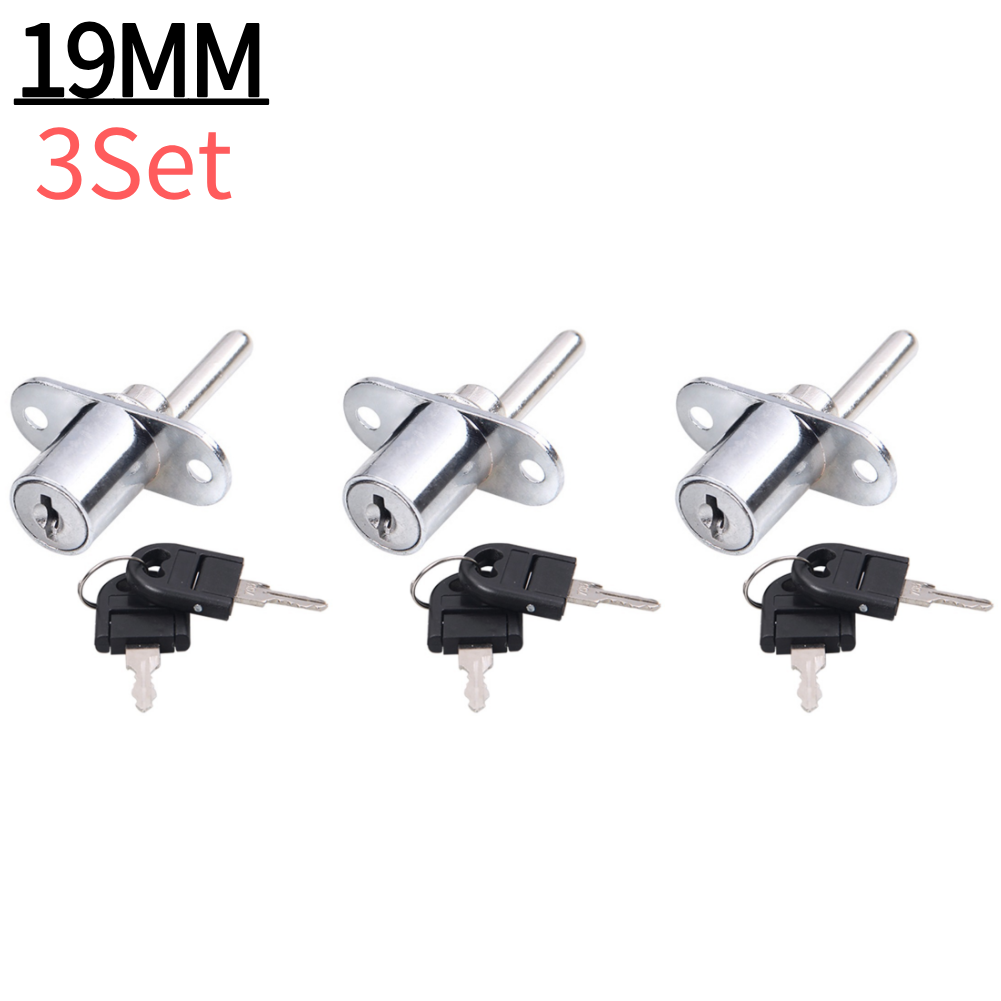 16/19mm Cam Cylinder Triple Lock Zinc Alloy Desk Cabinet Drawer Front Lock With Keys Office Desk Drawer Locks Furniture Hardware: Pink