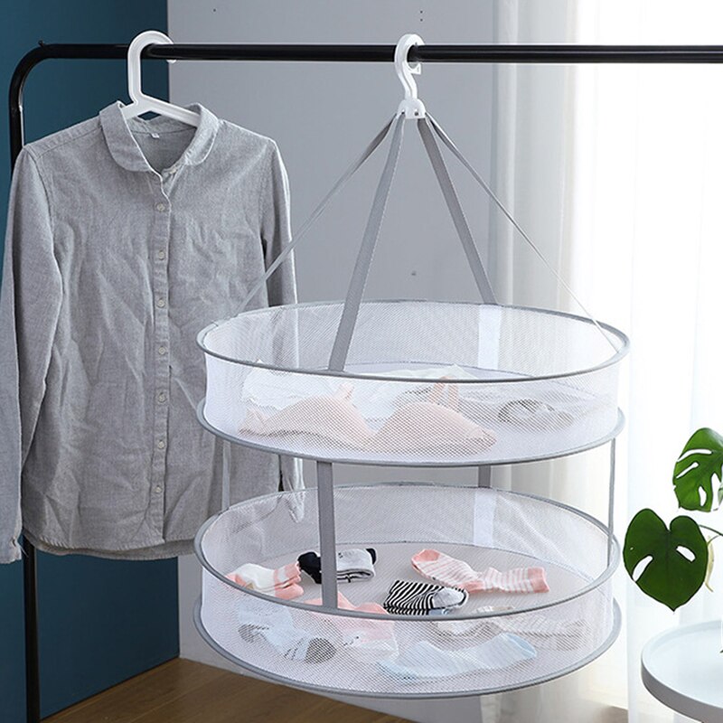 Rand Single-Layer Kleren Mand, Double-Layer Vouwen Grote Kleding Netto, wind-Proof Rack Kleding Netto Zak Kleren Drogen Mesh