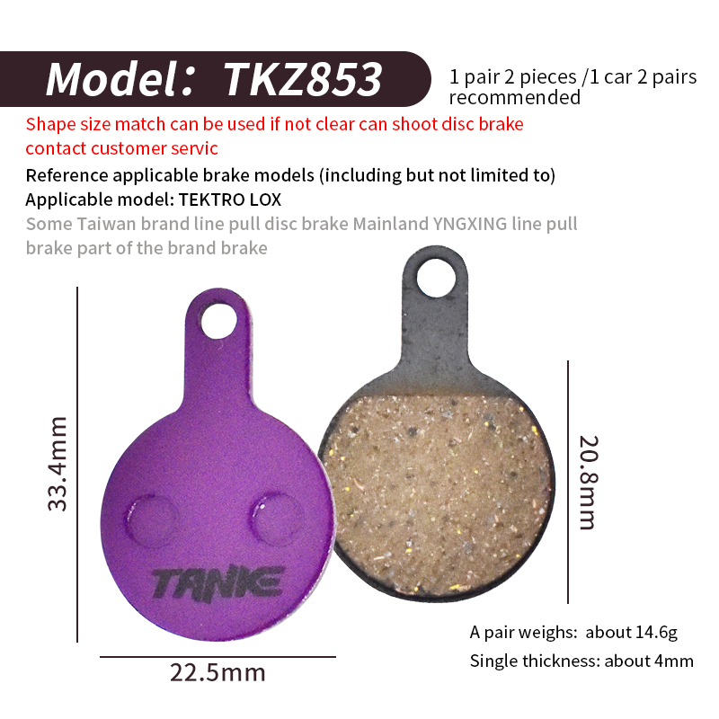 TANKE MTB Semi Metal BIke Brake Pads Quiet For Bicycle Disc Brake M8020 M6100 MT200 Guide Code E9 DB ER MT4/6 Cycling Bike Part: Light Grey