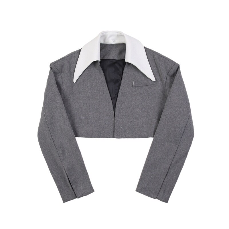 Scenetøj mænd løst afslappet kort stil jakkesæt jakke blazer overfrakke mænd kvinder streetwear vintage frakke overtøj: M