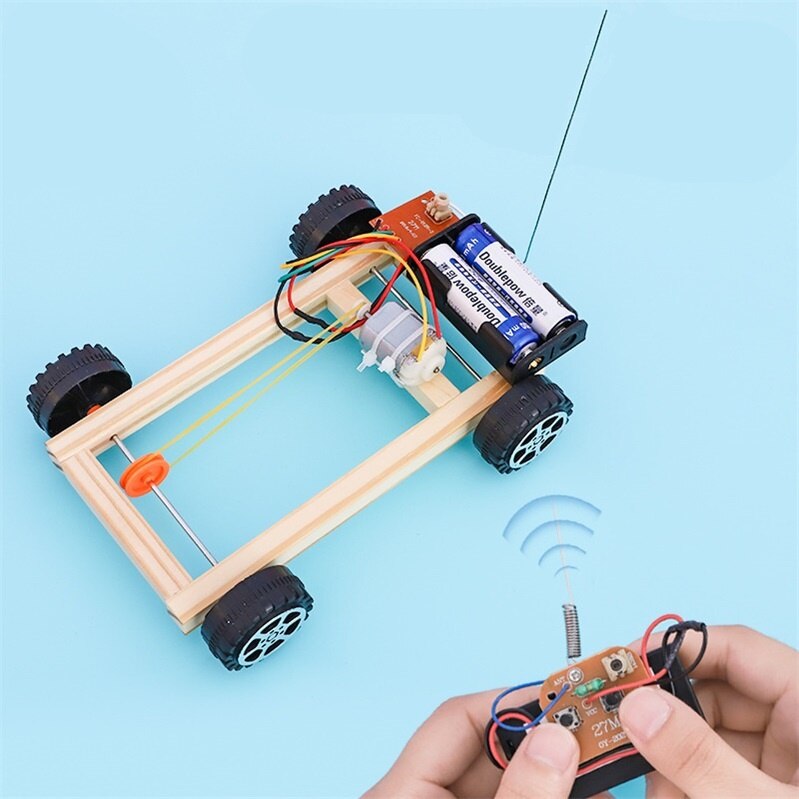 Diy assembly wireless remote control racing car model kit physics science experiments technology educational toy for children