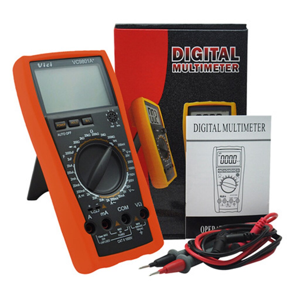 VICI VC9801A+ Digital Multimeter DMM AC/DC Ammeter Voltmeter Ohmmeter w/Capacitance hFE Tester Meter LCD Backlight Data Hold