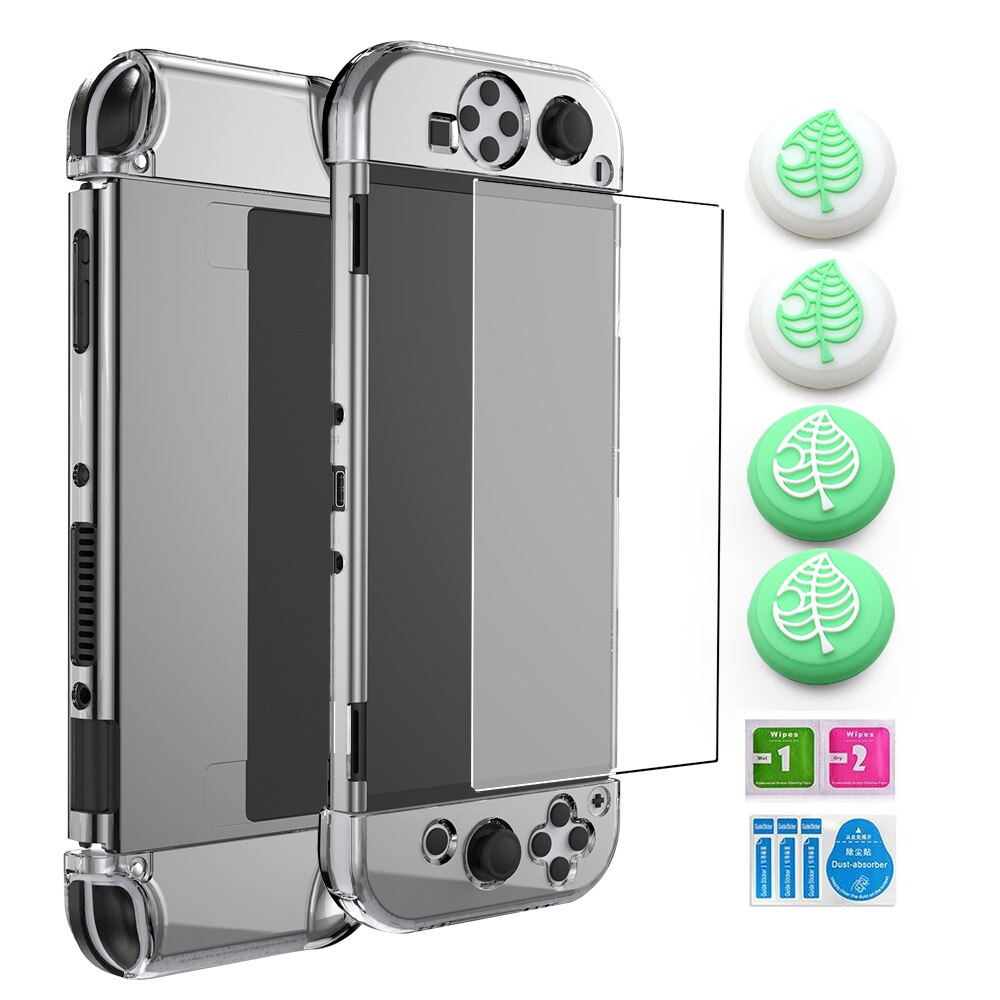 Hard Shell Micro-Frosted Cover Case Voor Schakelaar Oled &amp; Joycon Controller Game Accessoires 4 Thumb Grip Cap En screen Protector: Oranje