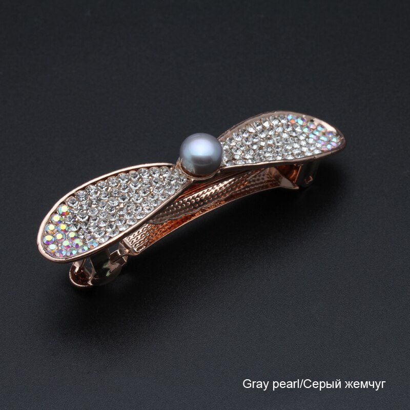 Pearl Hair Claw Clip - 9-10mm Freshwater Pearls - Sterling Silver - Classic Round Design for Women