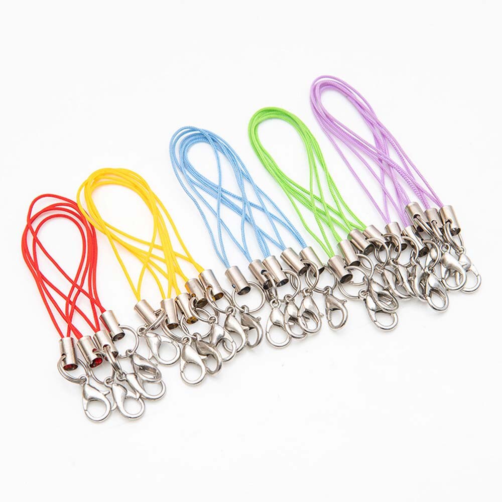 20Pcs Multicolor Polyester Mobiele Telefoon Strap Mobiele Telefoon Camera Sleutelhanger Hanger Karabijn Hand Wrist Lanyard