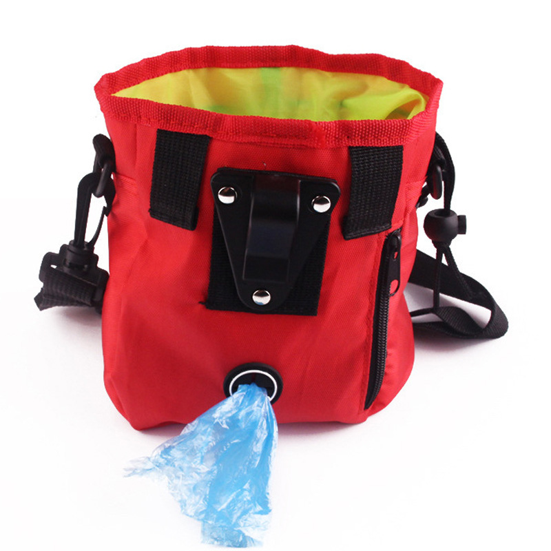 Mesh Pet Pouch Dog Training Treat Bags Portable Detachable Pet Feed Pocket Snack Reward interactive Waist Bag: Red