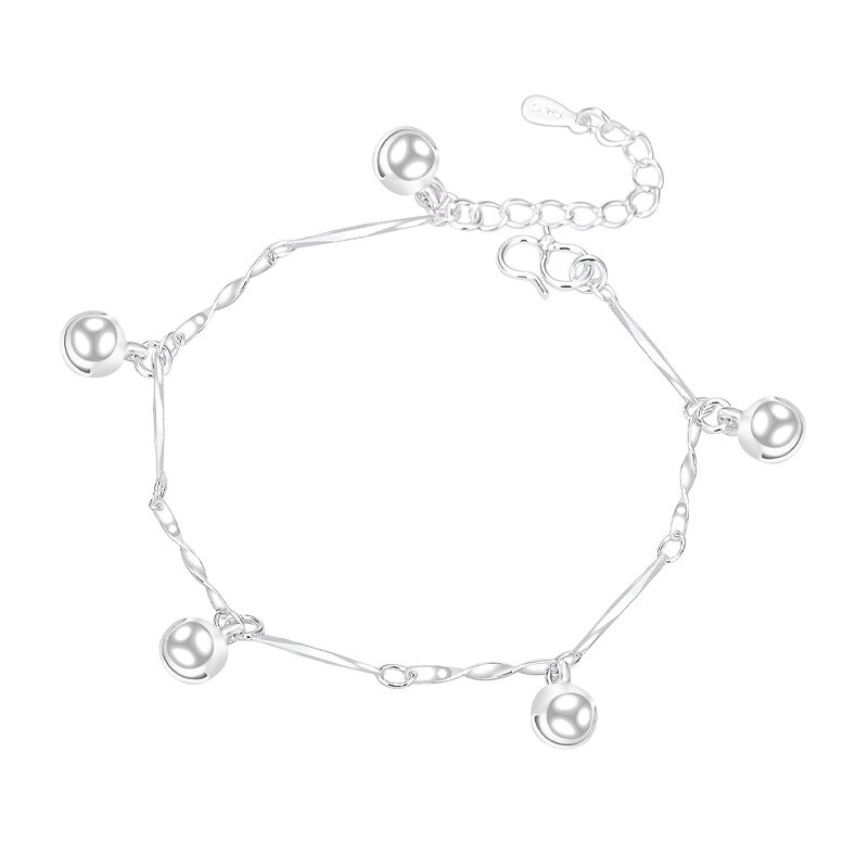 Süßes glöckchenarmband aus sterlingsilber mit 925 schmuckanhängern, verstellbar, für damen