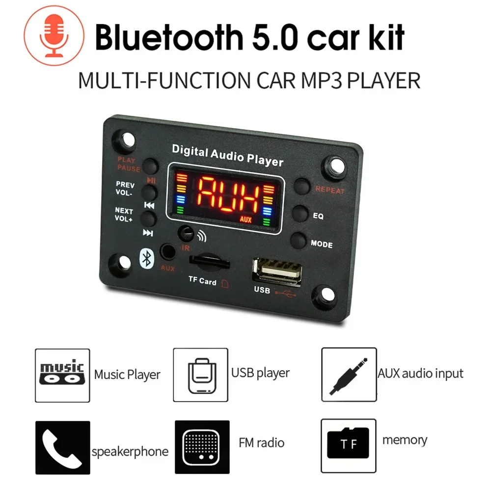 Drahtlose Bluetooth 5.0 MP3 WMA Decoder Board Auto Audio USB TF FM Radio Modul Farbbildschirm MP3 Player mit Fernbedienung 12V