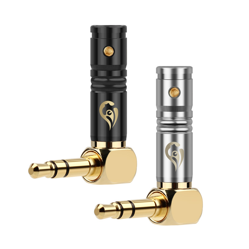 Jack 3.5Mm Koptelefoon Plug 90 Graden Haakse 3 Polen Vergulde Audio Hifi Hoofdtelefoon 4.0Mm Draad Gat solderen Lijn Connector