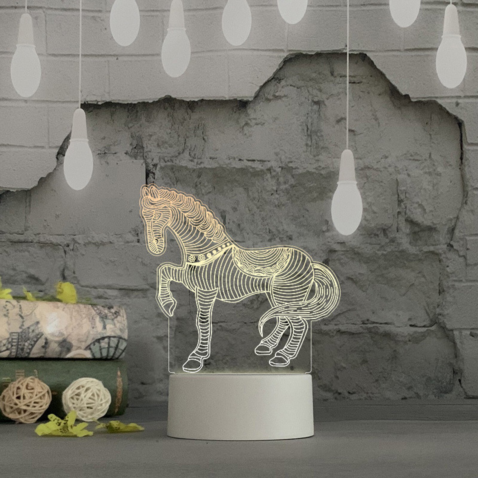 Veilleuse LED 3D avec chargeur USB, attrape-animaux, luminaire décoratif d'intérieur, idéal pour une Table, un bureau ou une chambre à coucher, ou comme de noël