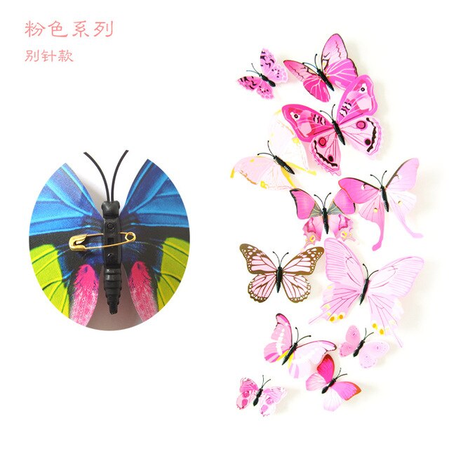 12PCS/Lot Garden Colourful Butterfly Decorative Stakes Wind Spinners Garden Decorations Simulation Butterfly: Purple