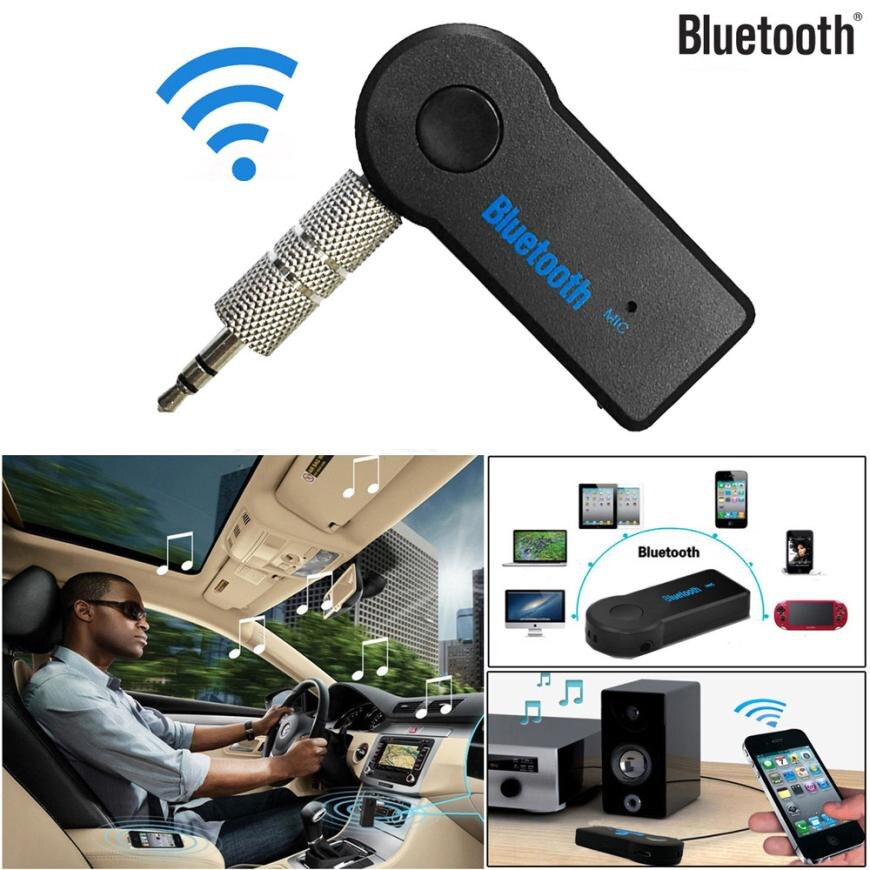 Draadloze Bluetooth 3.5mm AUX Audio Stereo Muziek Thuis Auto Ontvanger Adapter Mic