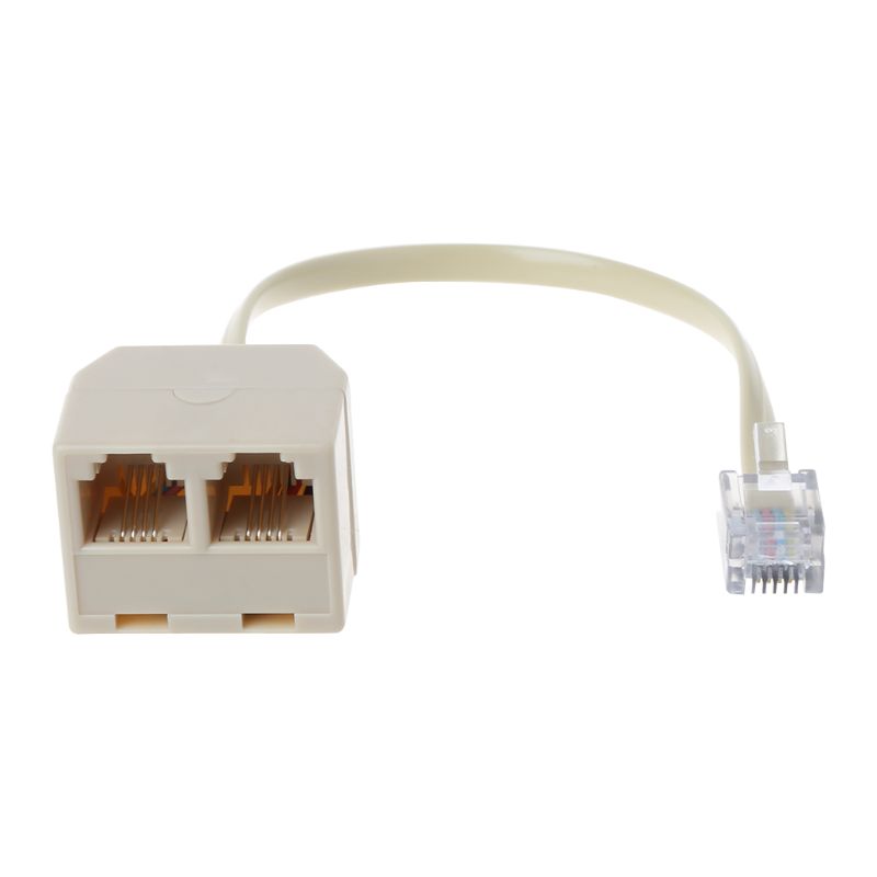 Divisor puerto RJ11 a doble conector RJ11, adaptador enchufe RJ11 a 2 cable telefónico Cat3 6P4C, conector 1