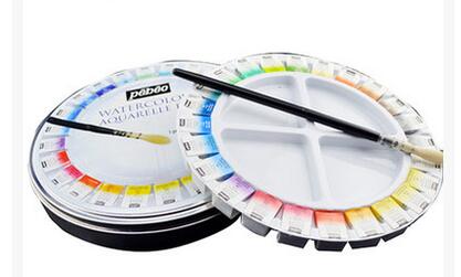 Pebeo akvarel aquarelle fin solid akvarel maling sæt rund metalæske 12 farve 24 farve: 24 farver rund kasse