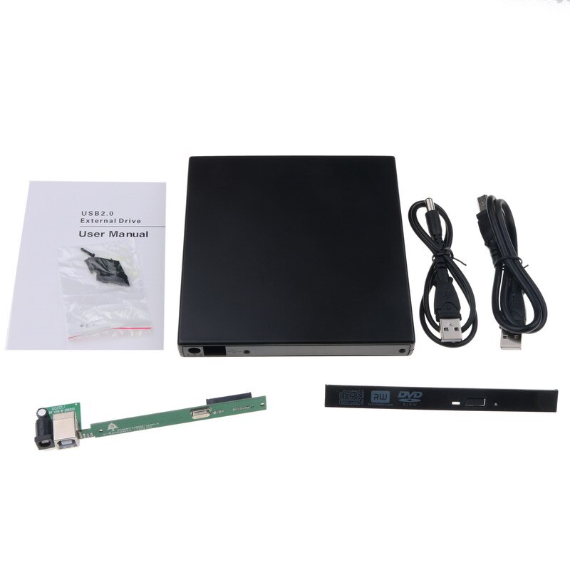 Kebidu-unidade óptica sata 12.7mm, portátil, usb 2.0, sata, unidade externa para dvd, cd, dvd-rom, caixa de acionamento para laptop e notebook: Default Title