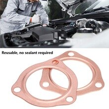 2pcs 2. 5inch Car Auto Copper Header Exhaust Collector Gaskets Reusable for SBC BBC 302 350 454