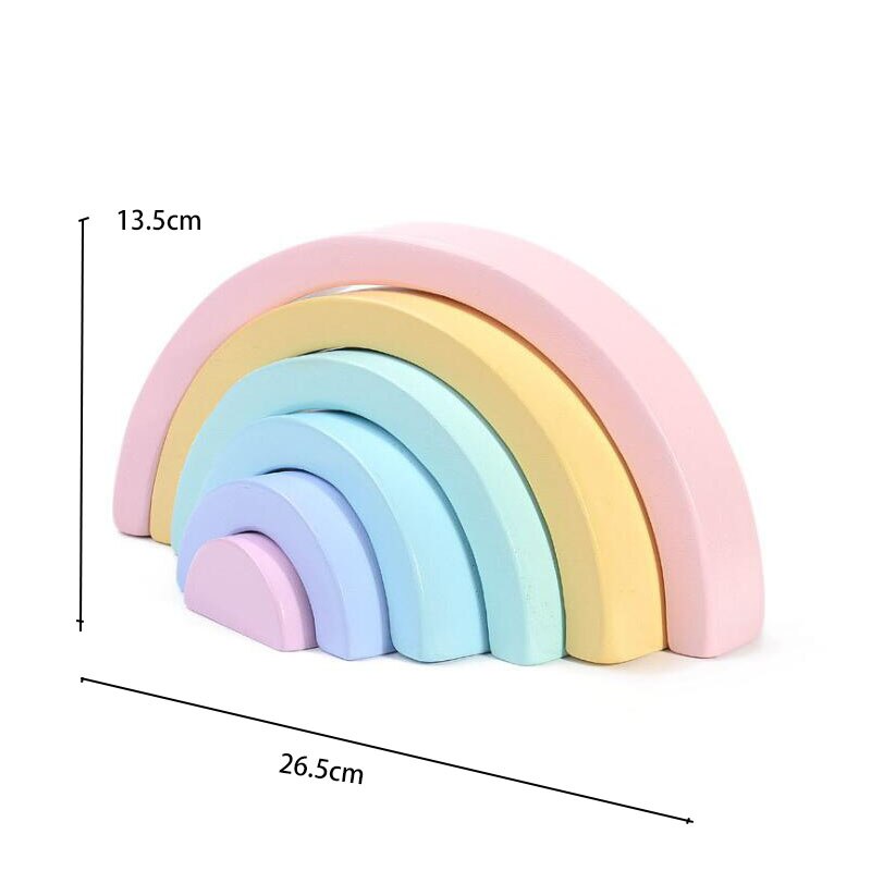 12pcs Big Size 35.5cm Baby Toys Wooden Rainbow Stacker Nesting Puzzle Blocks Montessori Educational Toys for Kids Baby Toys: 6pcs Macaron