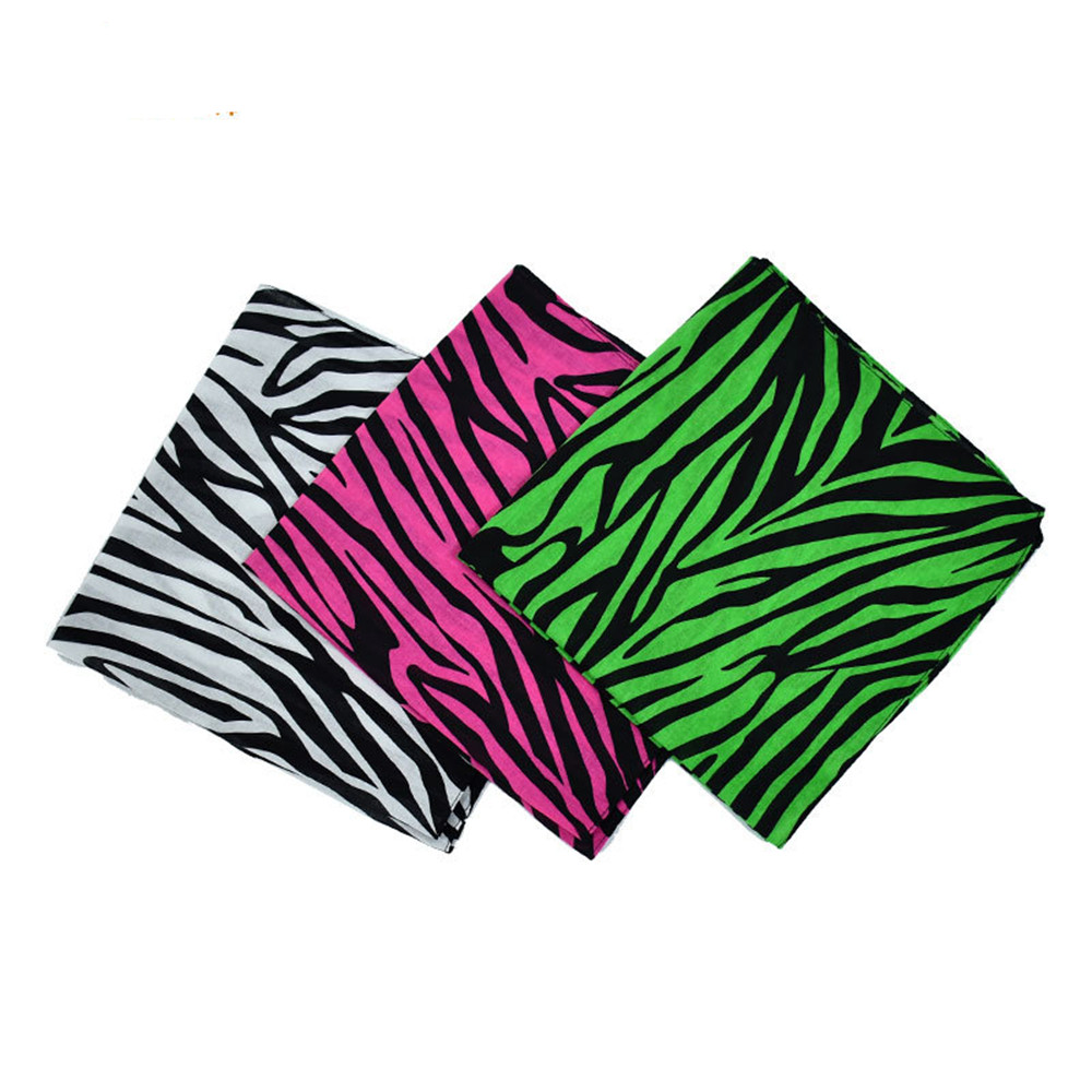 100% Katoen Zebra Strepen Punk Hip Hop Hoofddeksels Hoofddoek Bandana Foulard Halsdoek Vierkante Sjaal Voor Vrouwen/Mannen/Jongens/Meisjes