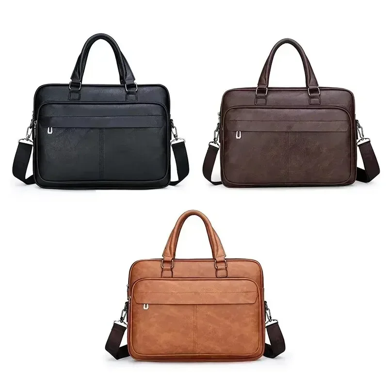 Torba na ramię ze skóry PU o dużej pojemności, przenośna, na co dzień i wodoodporna torba na dokumenty typu crossbody dla mężczyzn, torba na laptopa