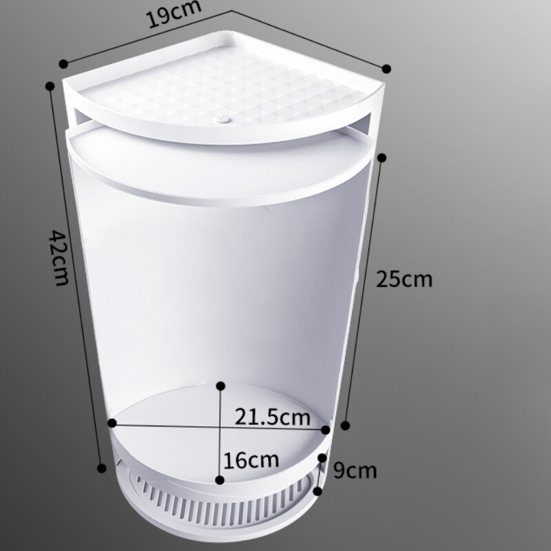 Bathroom 360 Degree Rotating Tripod Kitchen Toilet Shelf Corner Shelf Bathroom Storage Rack Cabinet Multi-layer WF1020: WHITE-M
