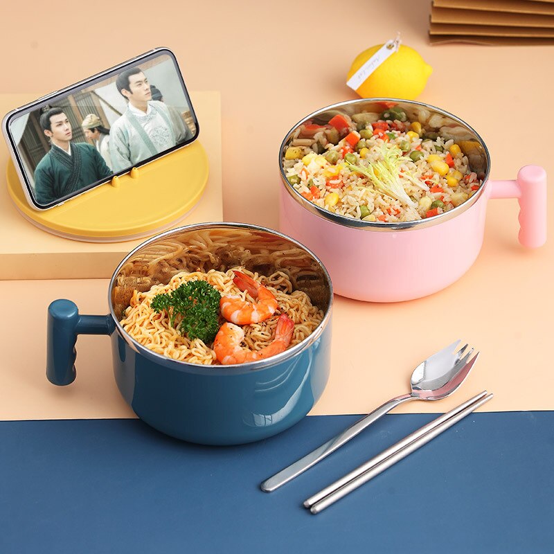 Instant Noodle Kom Leuke Keramische Met Deksel Handvat Slaapzaal Student Kantoor Grote Capaciteit Super Grote Creatieve Japanse Stijl