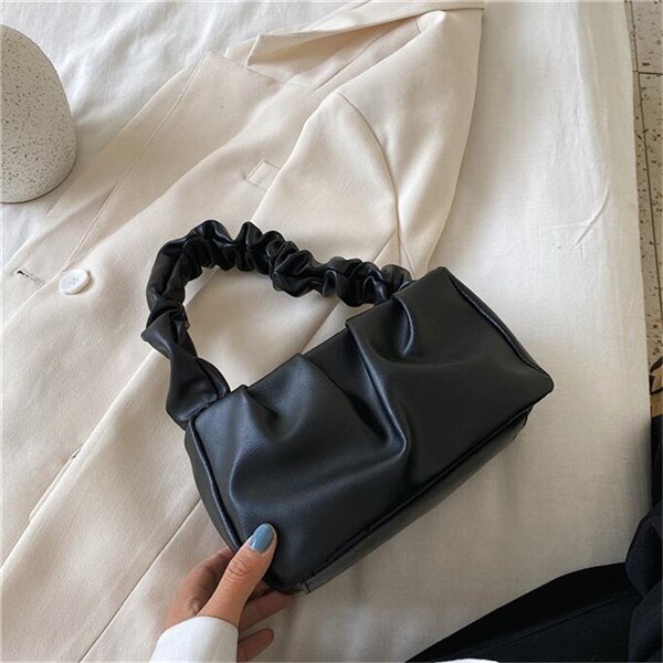 Gusure Women Bags ins Handbag Summer Casual Shoulder Bags Wild Style Messenger Bag for Lady Popular soft Pu top handle: Black